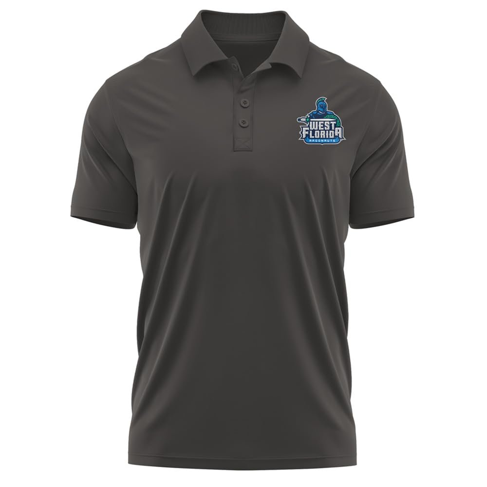 Campus Lab University of West Florida Adult Men's Polo Left Chest Logo, Charcoal, XX-Large