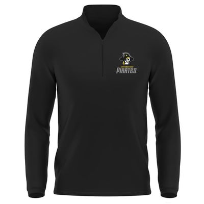 Campus Lab Southwestern University Adult Men's Active Sport 1/4 Zip Pullover Left Chest Logo, Black, Small
