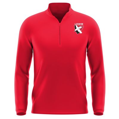 Campus Lab Lewis University Adult Men's Active Sport 1/4 Zip Pullover Left Chest Logo, Red, Small