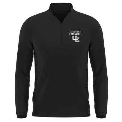 Campus Lab University of Evansville Adult Men's Active Sport 1/4 Zip Pullover Left Chest Logo, Black, X-Large