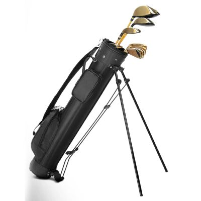 6 Inch Stand Pencil Bag, Pitch and Putt Carry Bag, Golf Club Sunday Bag with 2 Carry Pockets, Adjustable Sling Strap, for up to 9 Clubs (Size : Black)