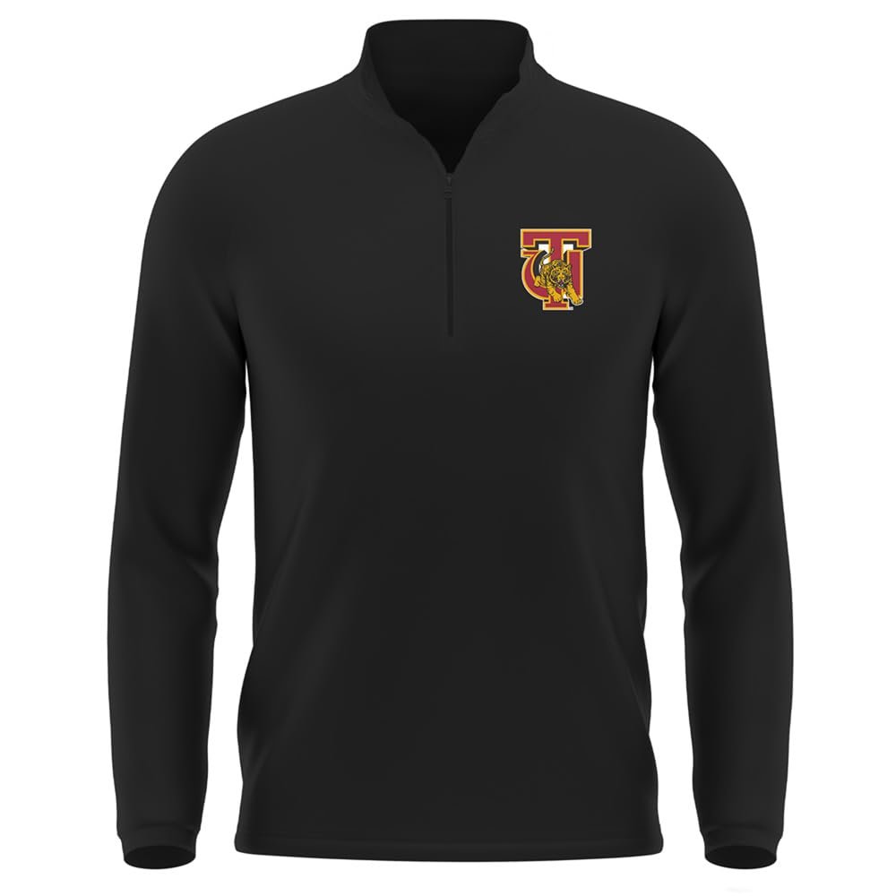 Campus Lab Tuskegee University Adult Men's Active Sport 1/4 Zip Pullover Left Chest Logo, Black, X-Large