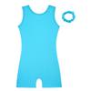 HOZIY Solid Color Leotards for Toddler Girls Gymnastics with Shorts Scrunchy 1t 2t Teal Blue Green Non Shiny Open Cross Back Biketard Tumbling Outfits view 1