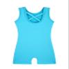 HOZIY Solid Color Leotards for Toddler Girls Gymnastics with Shorts Scrunchy 1t 2t Teal Blue Green Non Shiny Open Cross Back Biketard Tumbling Outfits view 2