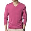 Men's Dress V Neck Sweater Long Sleeve Casual Slim Fit Knitted Pullover Men Soft Wool Solid Plain Sweaters Top (XX-Large,Pink) view 1