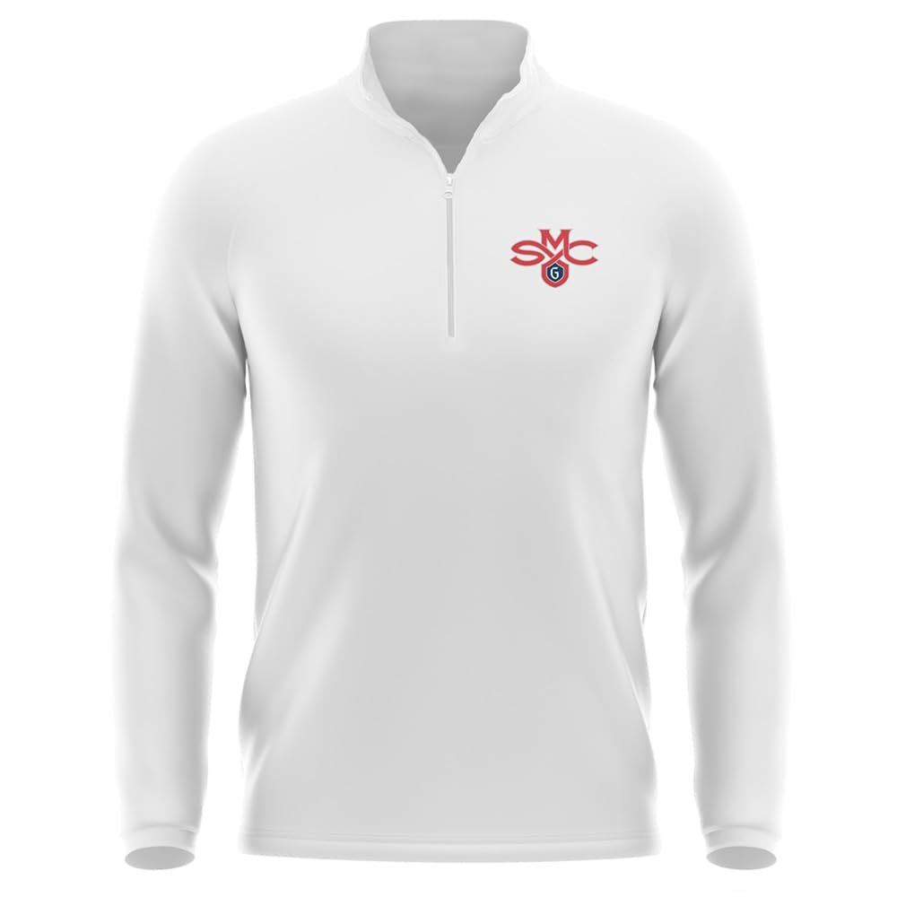 Campus Lab Saint Marys College of California Adult Men's Active Sport 1/4 Zip Pullover Left Chest Logo, White, XX-Large