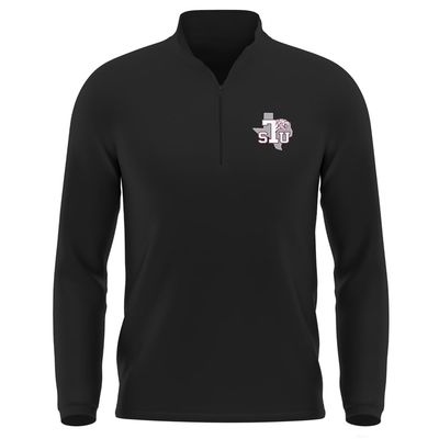 Campus Lab Texas Southern University Adult Men's Active Sport 1/4 Zip Pullover Left Chest Logo, Black, Large