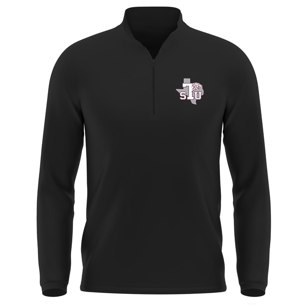 Campus Lab Texas Southern University Adult Men's Active Sport 1/4 Zip Pullover Left Chest Logo, Black, Large