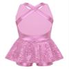 Winnrchan Kids Girls Sequins Ballet Jazz Latin Dance Costume Criss Cross Back Contemporary Dance Leotard Unitard Pink 16 Years view 2