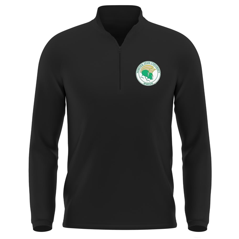 Campus Lab Norfolk State University Adult Men's Active Sport 1/4 Zip Pullover Left Chest Logo, Black, Small