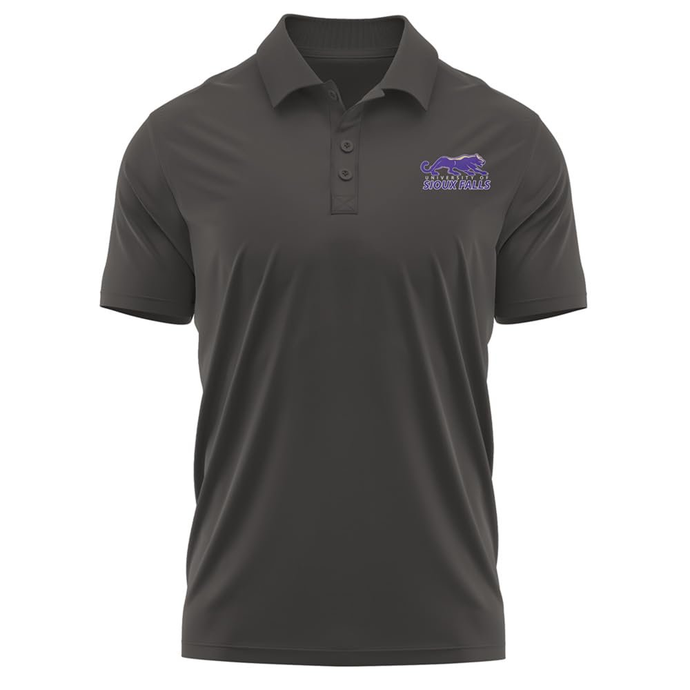 Campus Lab University of Sioux Falls Adult Men's Polo Left Chest Logo, Charcoal, Medium
