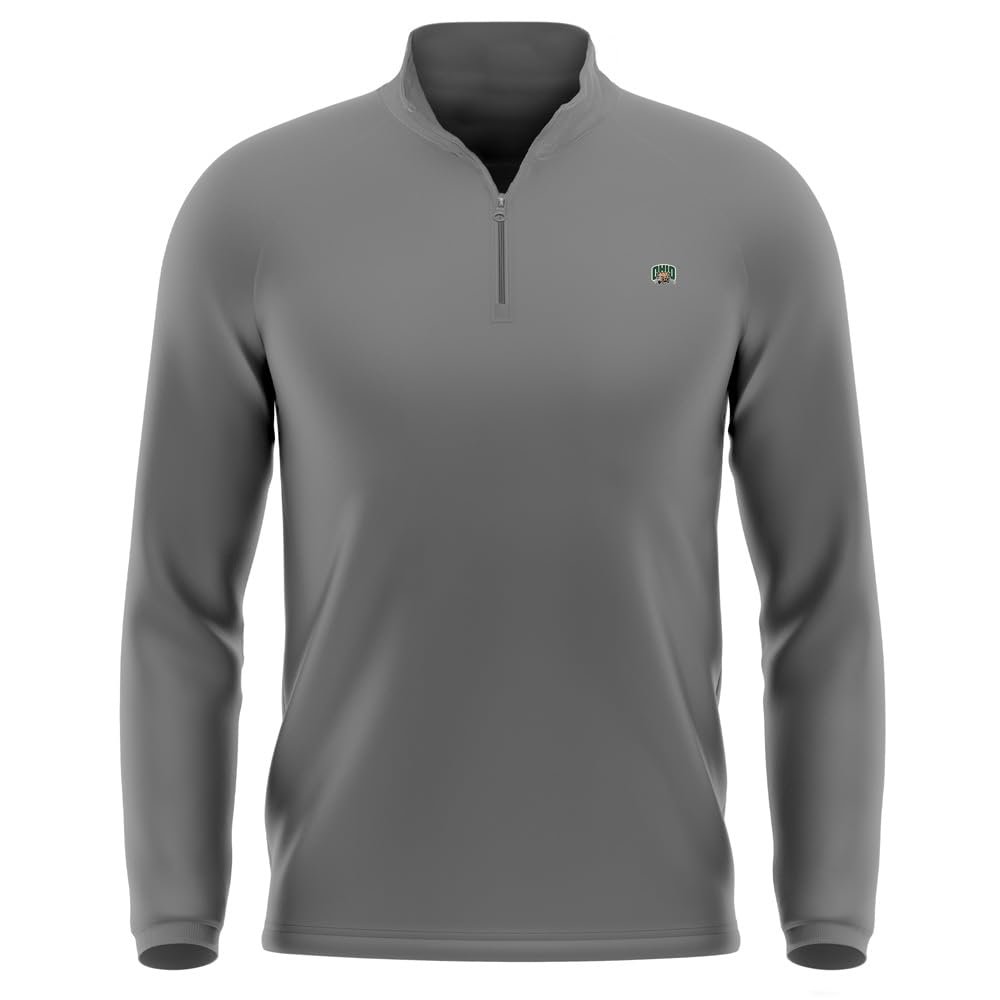 Campus Lab Ohio University Adult Men's Active Sport 1/4 Zip Pullover Left Chest Logo, Charcoal, XX-Large