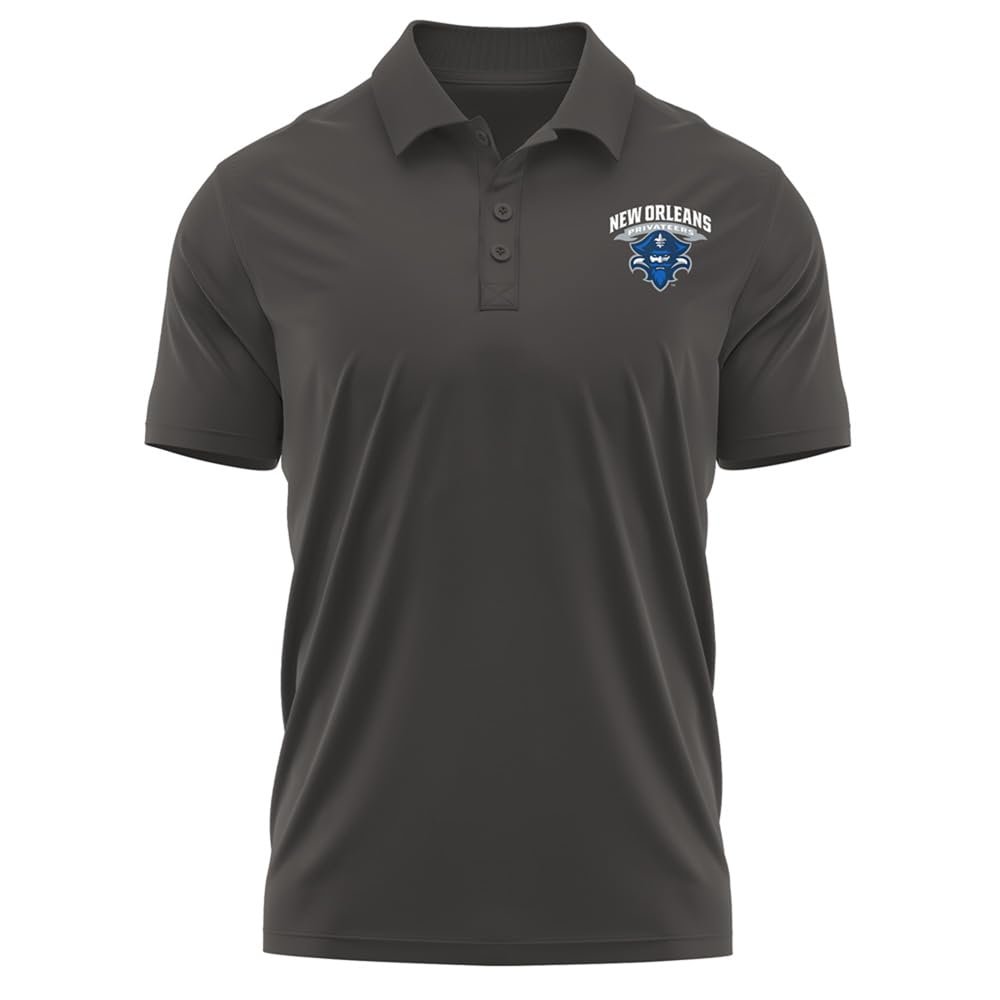 Campus Lab The University of New Orleans Adult Men's Polo Left Chest Logo, Charcoal, XX-Large
