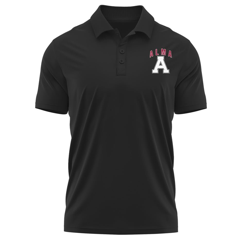 Campus Lab Alma College Adult Men's Polo Left Chest Logo, Black, Large