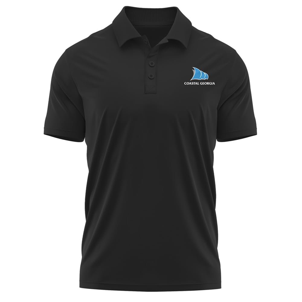 Campus Lab College of Coastal Georgia Adult Men's Polo Left Chest Logo, Black, Small