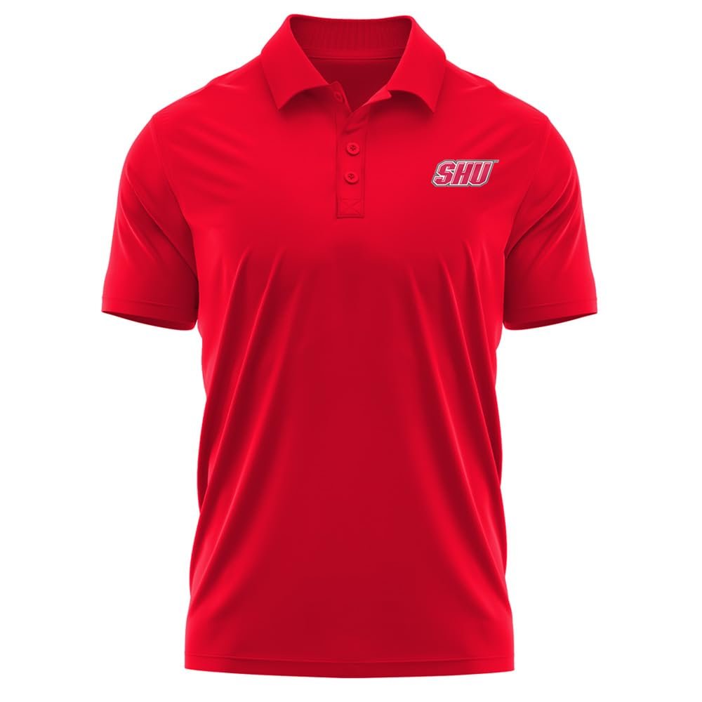 Campus Lab Sacred Heart University Adult Men's Polo Left Chest Logo, Red, Small
