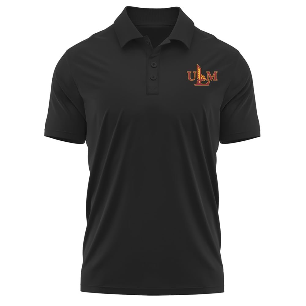 Campus Lab University of Louisiana Monroe Adult Men's Polo Left Chest Logo, Black, Small