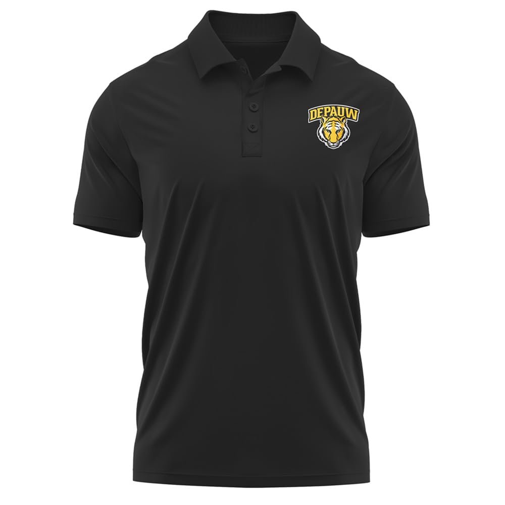 Campus Lab DePauw University Adult Men's Polo Left Chest Logo, Black, Small