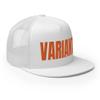RIVEMUG Variant Flat Bill Trucker Hat High Crown Adjustable Loki TVA Cap White view 4