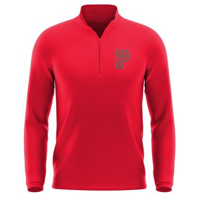 Campus Lab Pacific University (Or) Adult Men's Active Sport 1/4 Zip Pullover Left Chest Logo, Red, Large