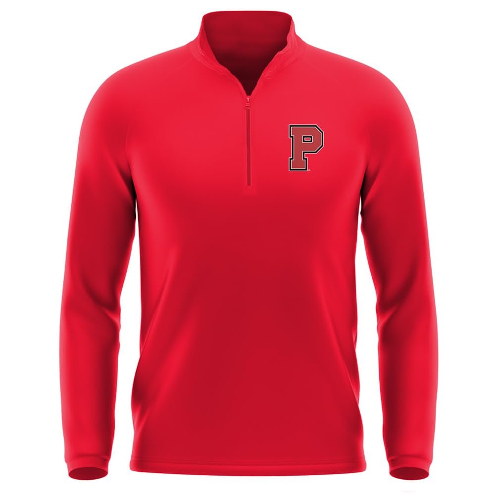 Campus Lab Pacific University (Or) Adult Men's Active Sport 1/4 Zip Pullover Left Chest Logo, Red, Large