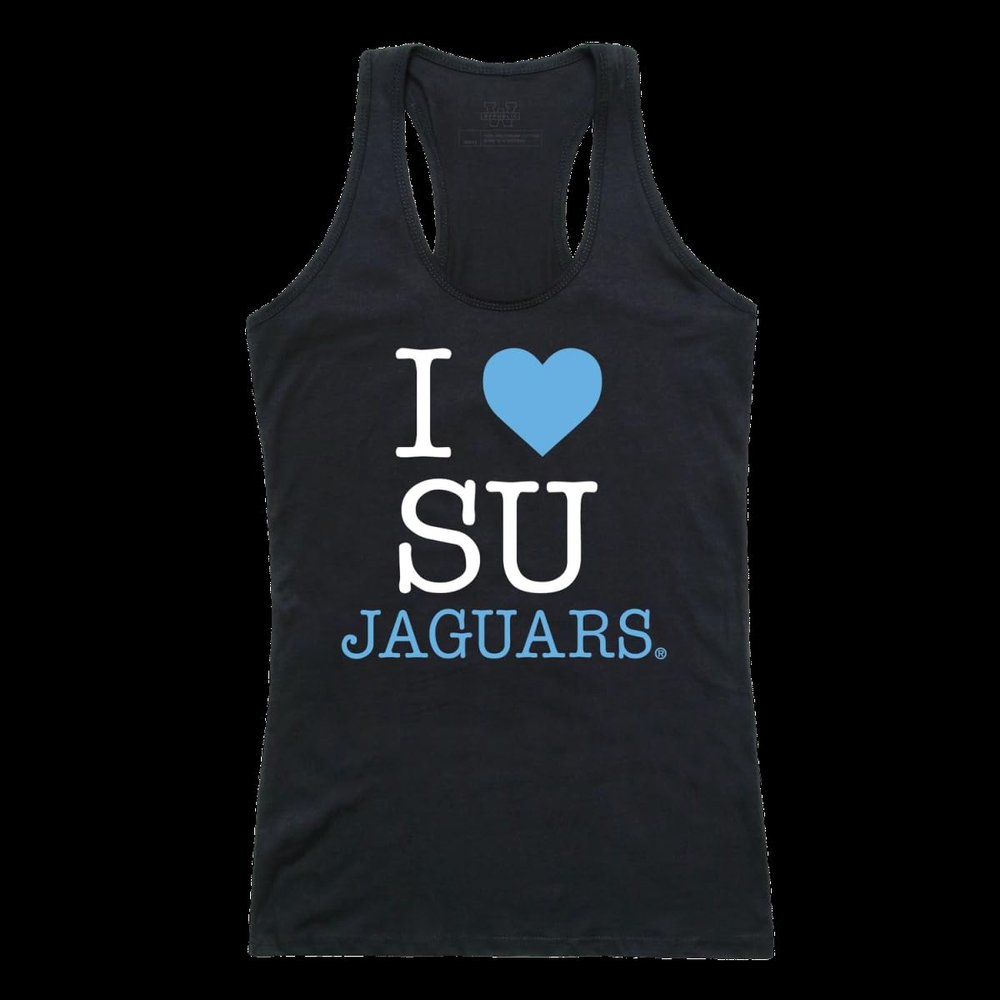 I Love Southern University Jaguars Womens Tank Top Tee T-Shirt - Black, Small