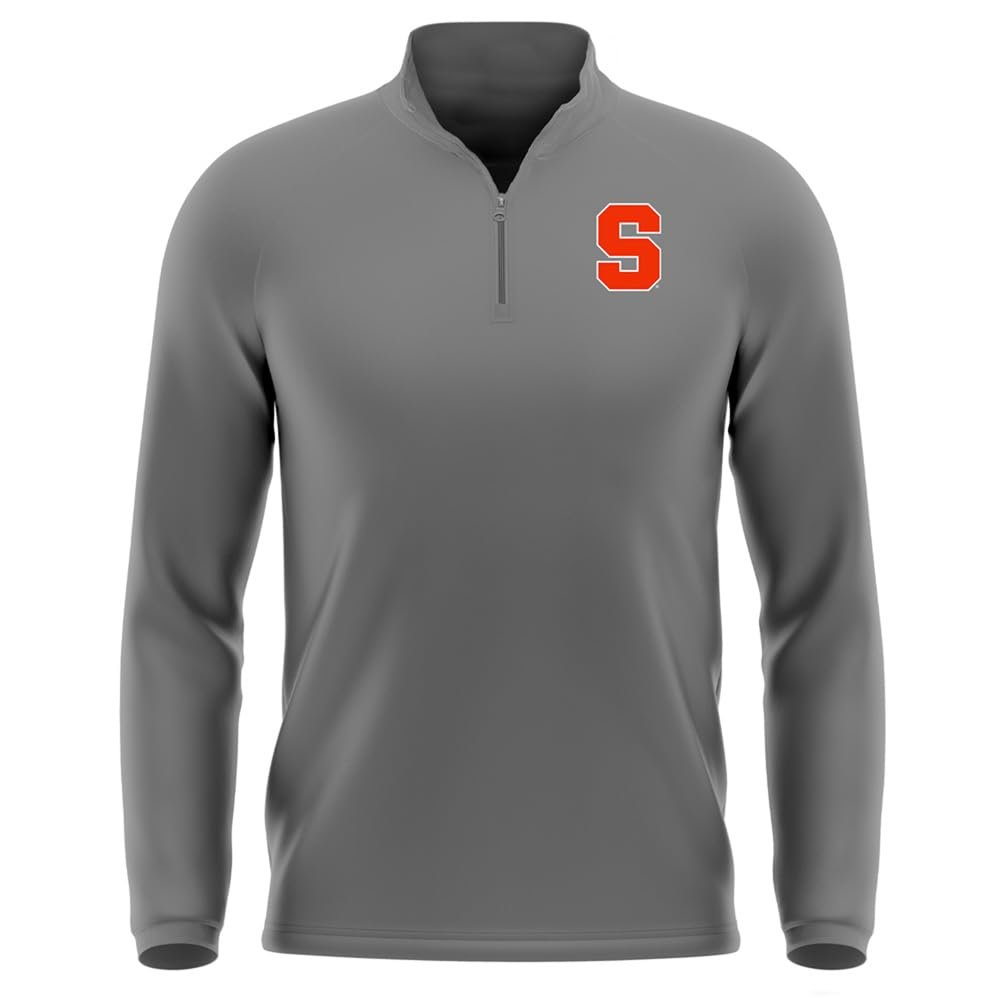 Campus Lab Syracuse University Adult Men's Active Sport 1/4 Zip Pullover Left Chest Logo, Charcoal, XX-Large