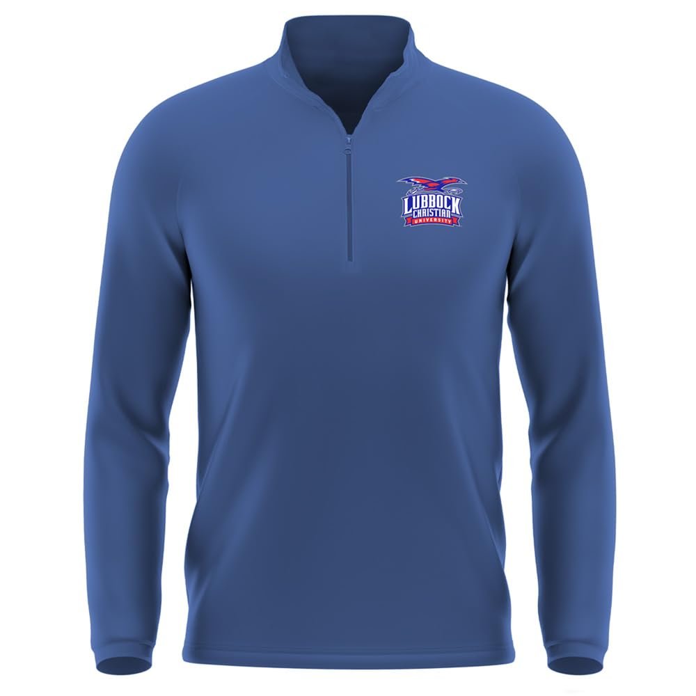 Campus Lab Lubbock Christian University Adult Men's Active Sport 1/4 Zip Pullover Left Chest Logo, Royal, Large