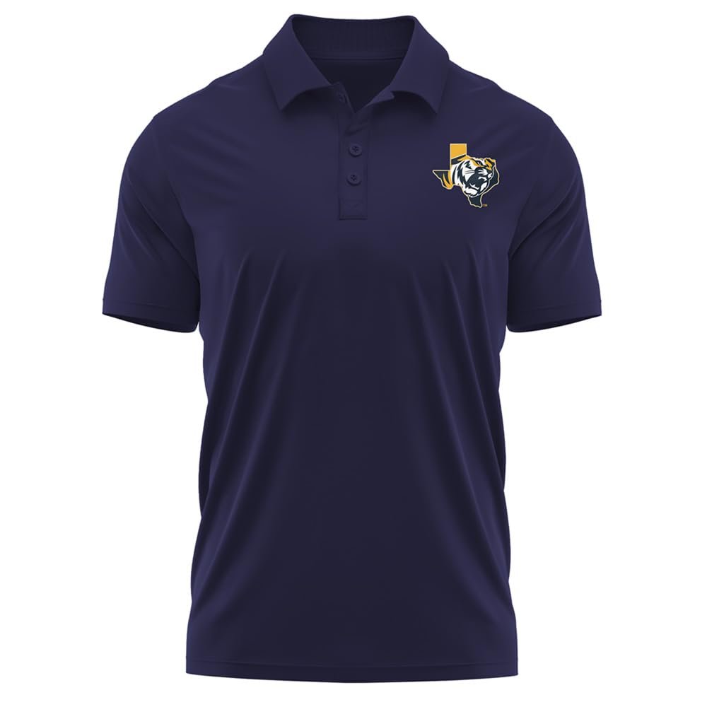 Campus Lab East Texas Baptist University Adult Men's Polo Left Chest Logo, Navy, X-Large