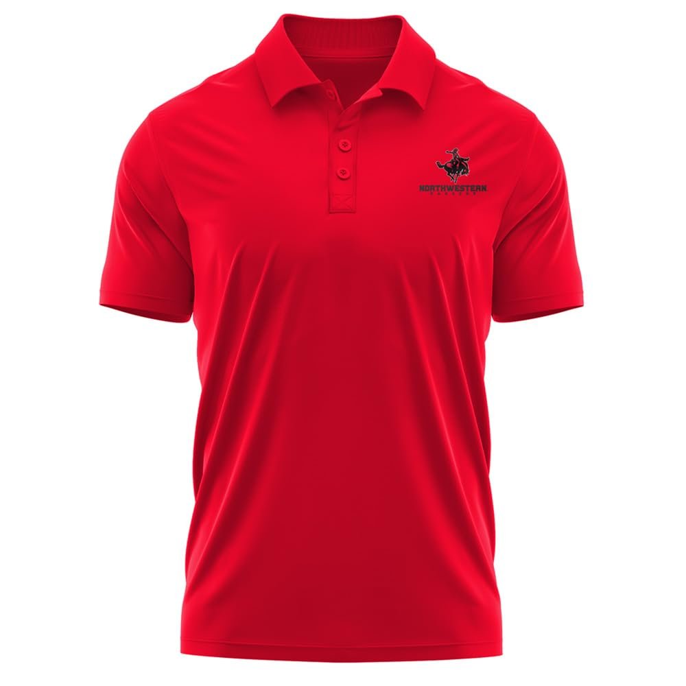 Campus Lab Northwestern Oklahoma State University Adult Men's Polo Left Chest Collegiate Logo, Red, XX-Large