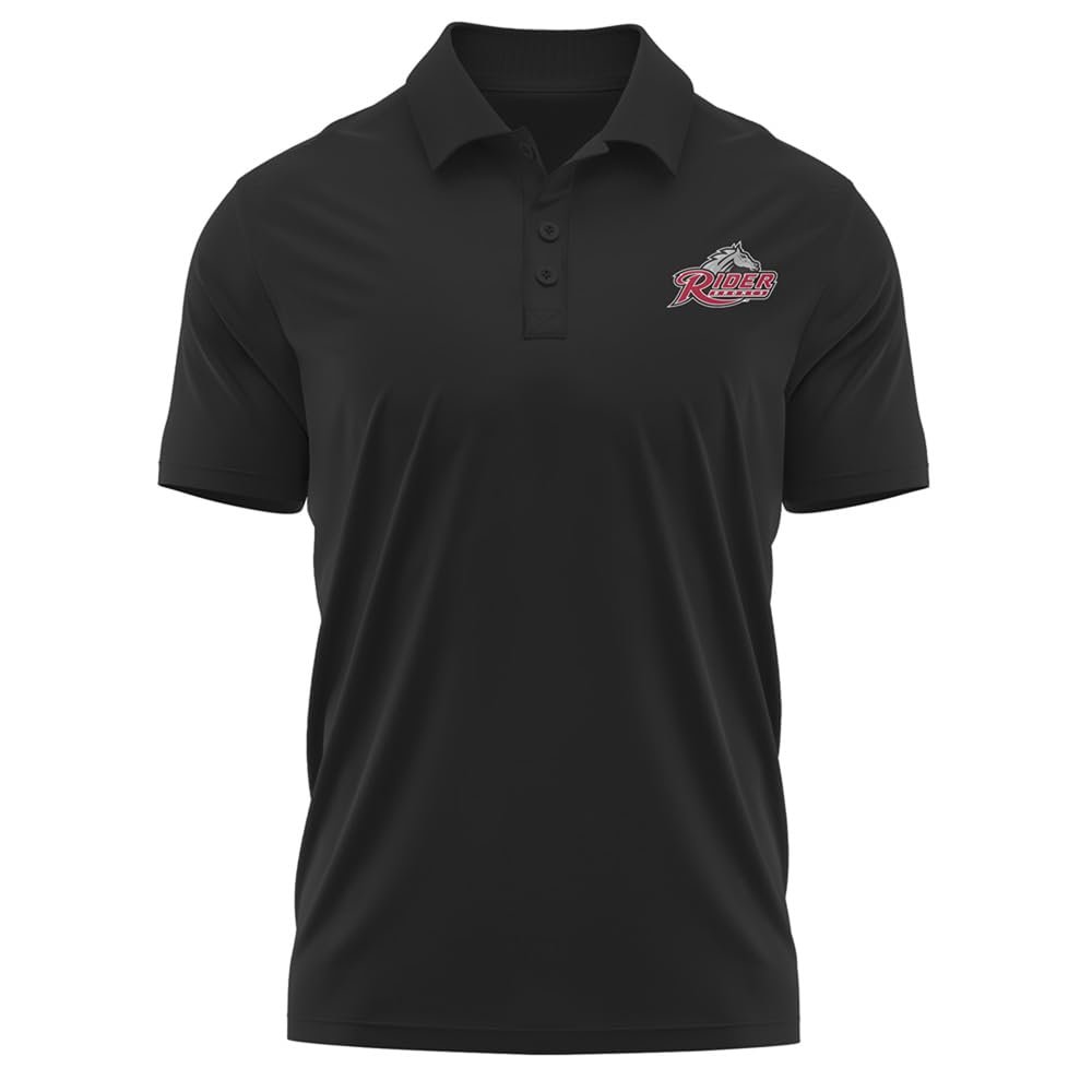 Campus Lab Rider University Adult Men's Polo Left Chest Logo, Black, Large