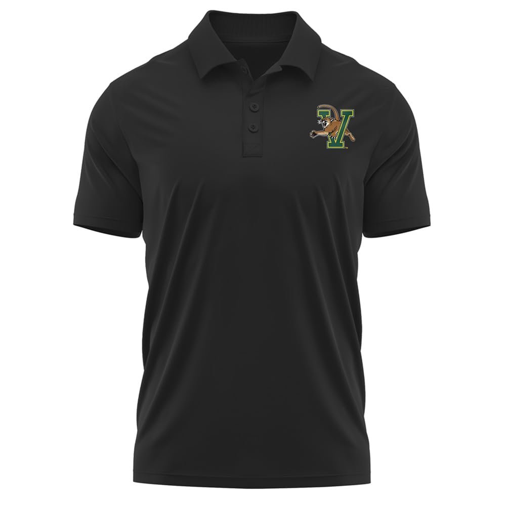 Campus Lab University of Vermont Adult Men's Polo Left Chest Logo, Black, X-Large