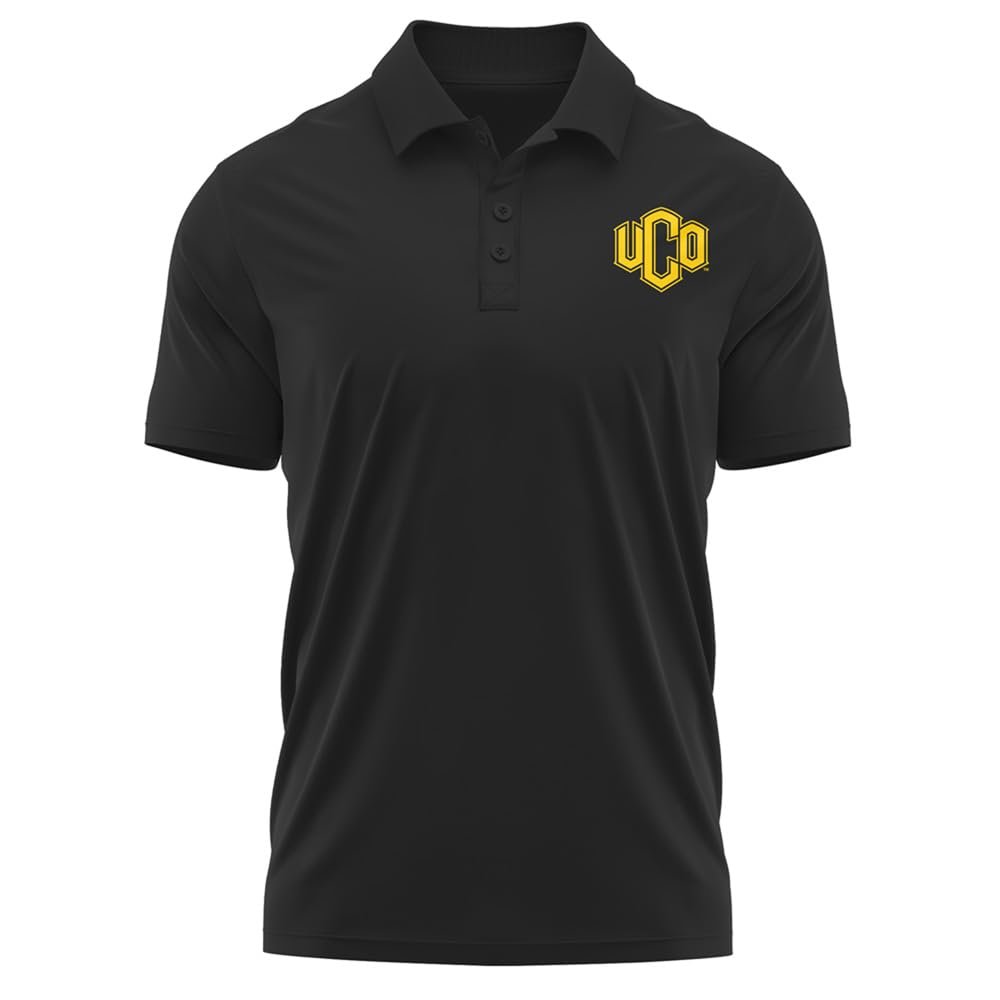 Campus Lab University of Central Oklahoma Adult Men's Polo Left Chest Logo, Black, Medium