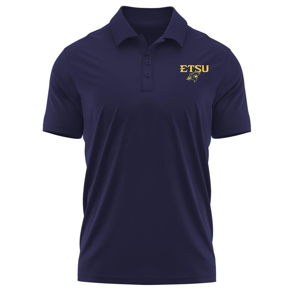 Campus Lab East Tennessee State University Adult Men's Polo Left Chest Logo, Navy, XX-Large