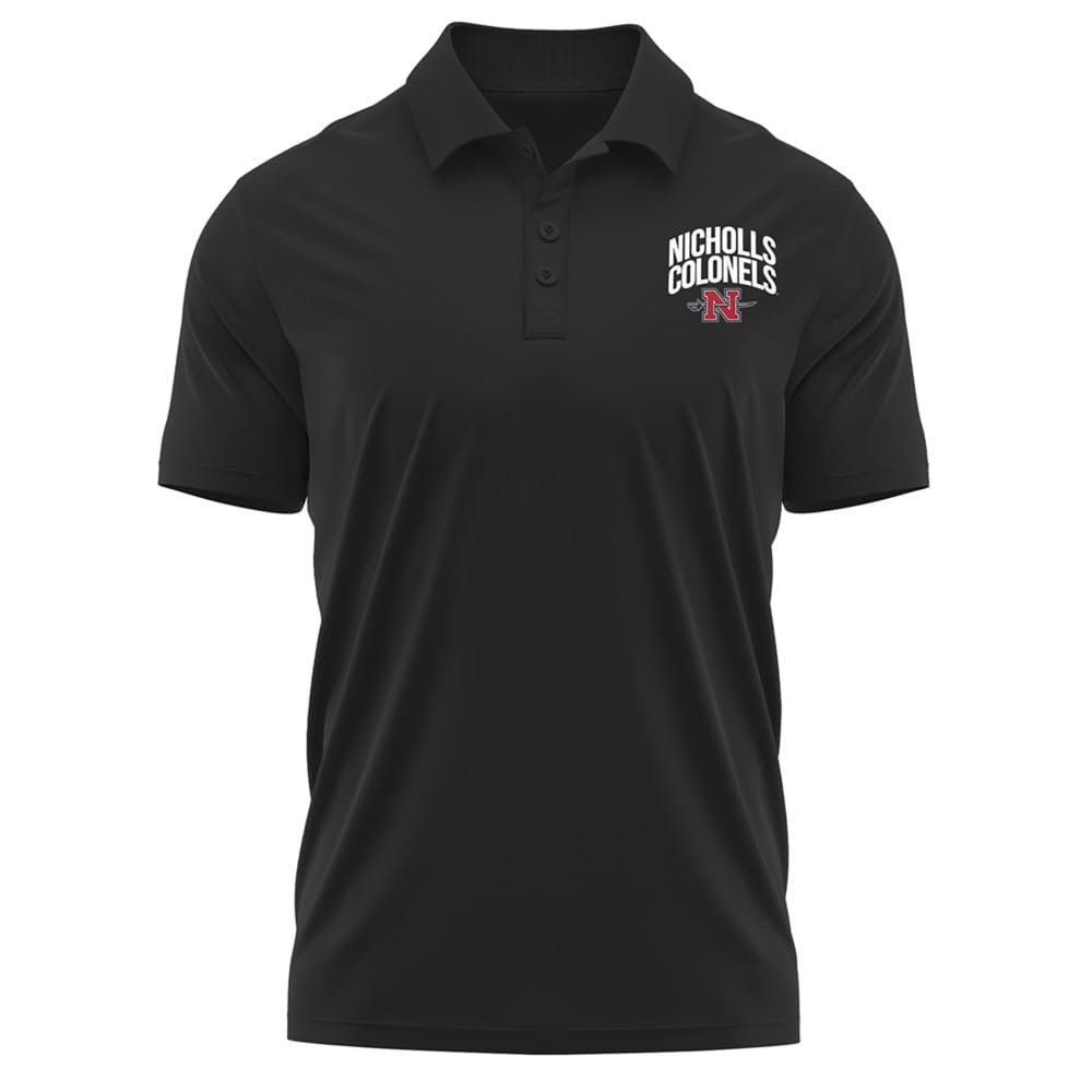 Campus Lab Nicholls State University Adult Men's Polo Left Chest Logo, Black, X-Large