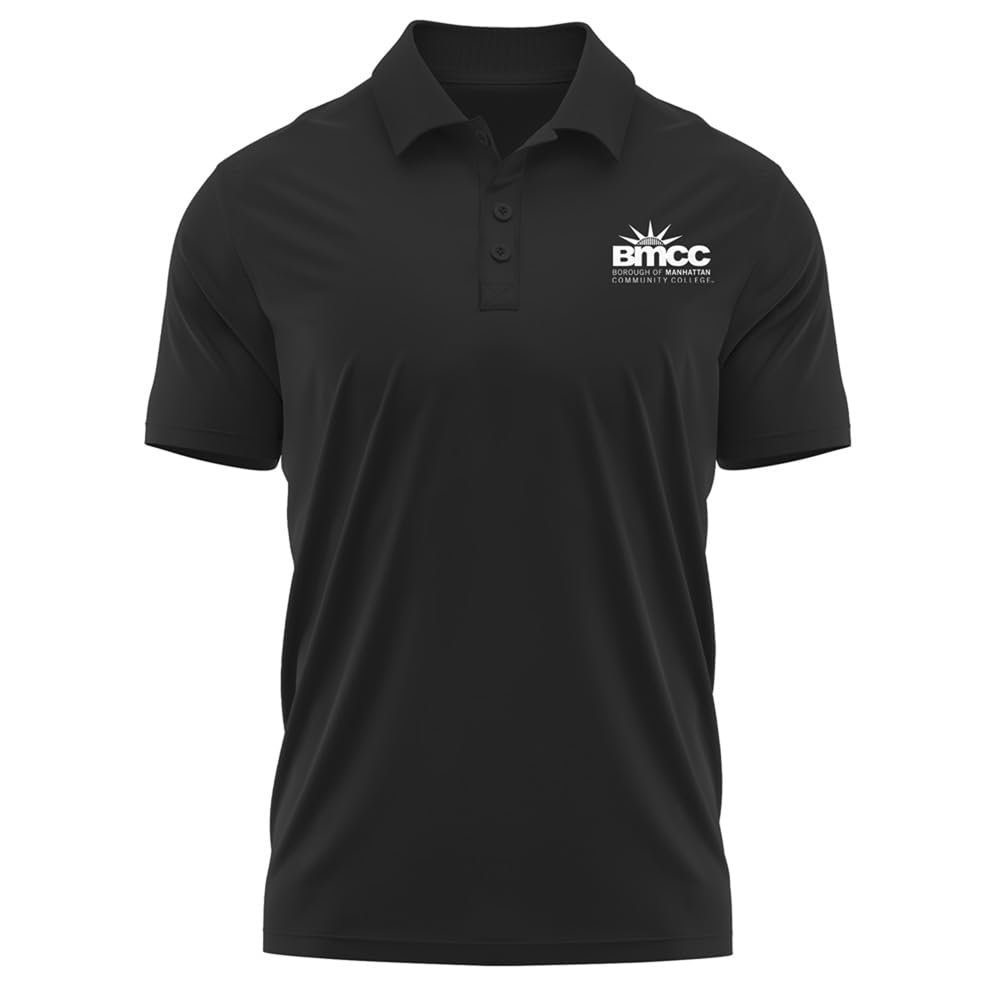 Campus Lab Borough of Manhattan Community College Adult Men's Polo Left Chest Logo, Black, Medium