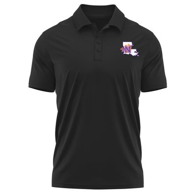 Campus Lab Northwestern State University Adult Men's Polo Left Chest Logo, Black, Small