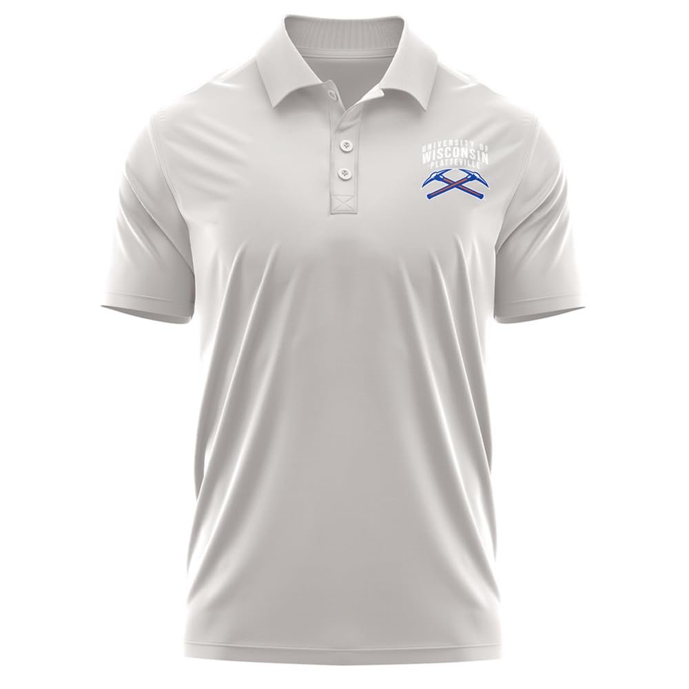 Campus Lab University of Wisconsin-Platteville Adult Men's Polo Left Chest Logo, Athletic Heather, XX-Large