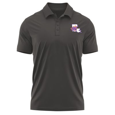 Campus Lab Northwestern State University Adult Men's Polo Left Chest Logo, Charcoal, X-Large
