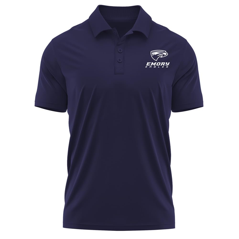 Campus Lab Emory University Adult Men's Polo Left Chest Logo, Navy, Large