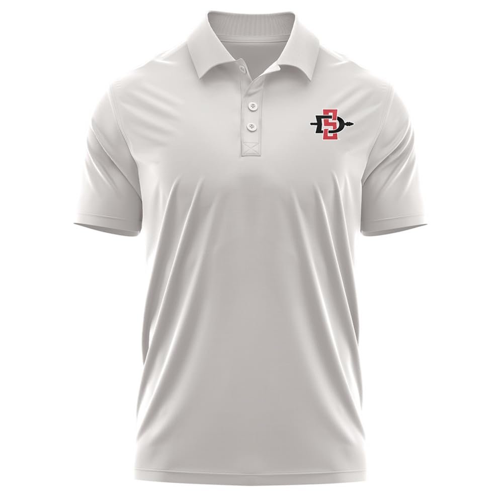 Campus Lab San Diego State University Adult Men's Polo Left Chest Logo, Athletic Heather, X-Large