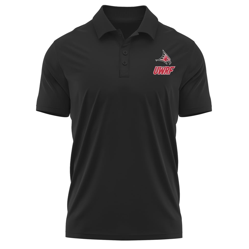 Campus Lab University of Wisconsin-River Falls Adult Men's Polo Left Chest Logo, Black, X-Large