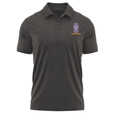 Campus Lab University at Albany Adult Men's Polo Left Chest Logo, Charcoal, X-Large