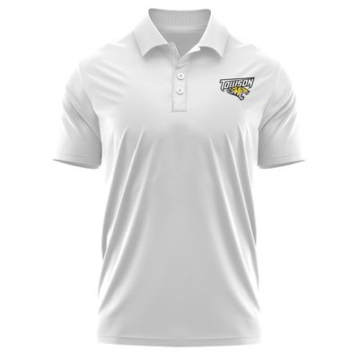 Campus Lab Towson University Men's Polo Left Chest Logo, White, X-Large