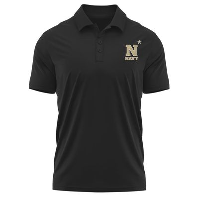 Campus Lab United States Naval Academy Adult Men's Polo Left Chest Logo, Black, Large