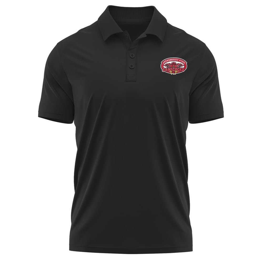 Campus Lab Jacksonville State University Adult Men's Polo Left Chest Logo, Black, X-Large