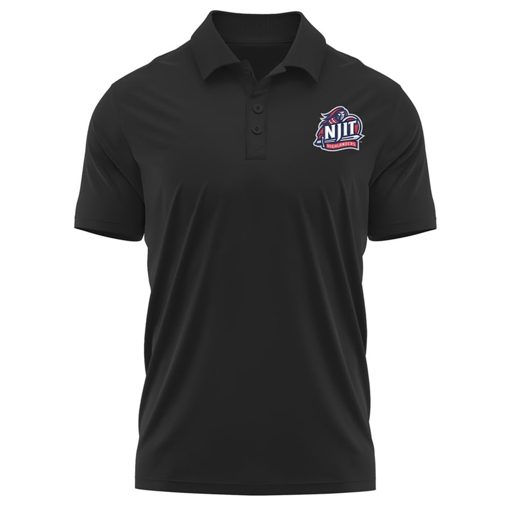 Campus Lab New Jersey Institute of Technology Adult Men's Polo Left Chest Logo, Black, Large