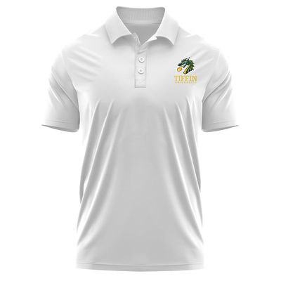 Campus Lab Tiffin University Adult Men's Polo Left Chest Logo, White, Large