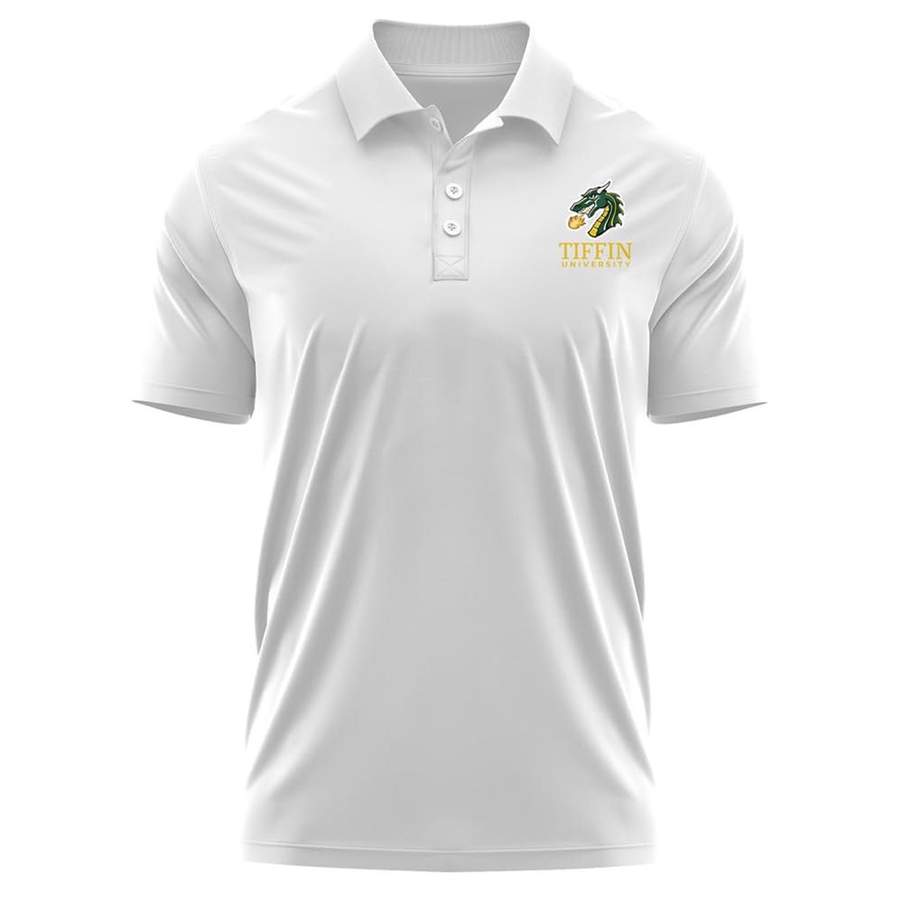 Campus Lab Tiffin University Adult Men's Polo Left Chest Logo, White, Large