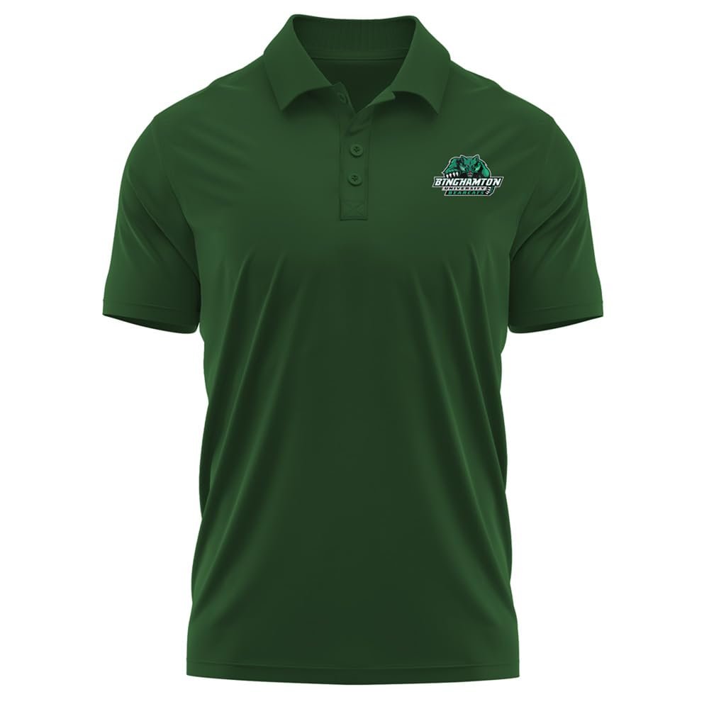 Campus Lab Binghamton University Adult Men's Polo Left Chest Logo, Hunter Green, X-Large